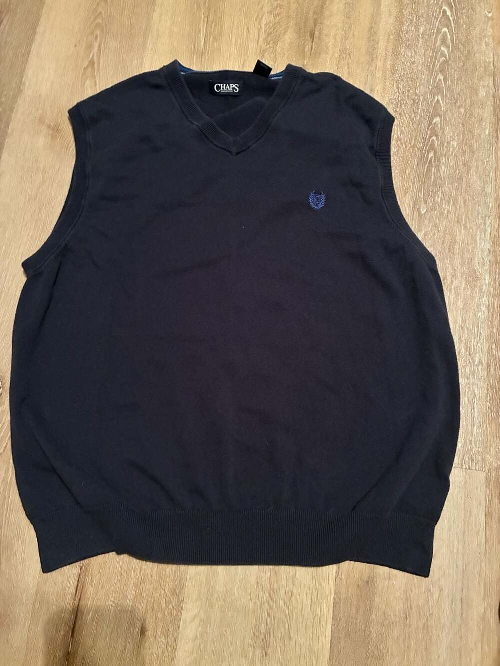 Chaps V-Neck Sweater Vest Size XXL Navy Blue Sleeveless Pullover